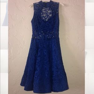 Blue Glitter Lace Dress